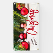 トロピカルクリスマスパームツリーレッドグリーンファミリー名 横断幕 (縦)