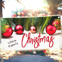 トロピカルクリスマスパームツリーレッドグリーンファミリー名