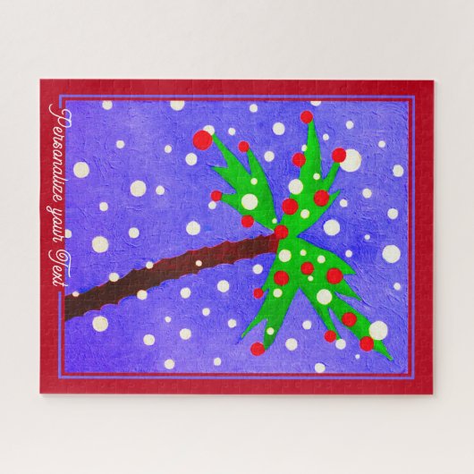 トロピカルクリスマスパームツリー&パーソナライズされた文字 ジグソーパズル (横)