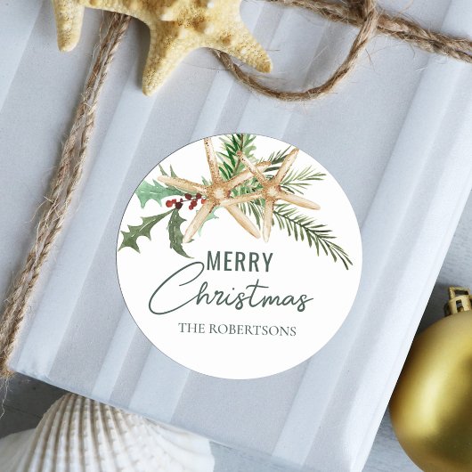 トロピカルクリスマスヒトデビーチ ラウンドシール