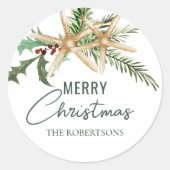 トロピカルクリスマスヒトデビーチ ラウンドシール (正面)