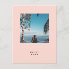 トロピカルクリスマスビーチの写真と文字の挨拶 ポストカード