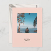 トロピカルクリスマスビーチの写真と文字の挨拶 ポストカード (正面/裏面)