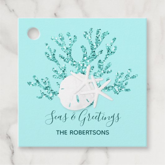 トロピカルクリスマスビーチアクアブルー フェイバータグ (正面)