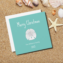 トロピカルクリスマスビーチサンドドルティール(緑がかった色) シーズンカード