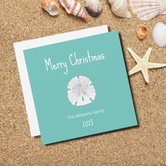 トロピカルクリスマスビーチサンドドルティール(緑がかった色) シーズンカード