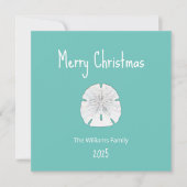 トロピカルクリスマスビーチサンドドルティール(緑がかった色) シーズンカード (正面)