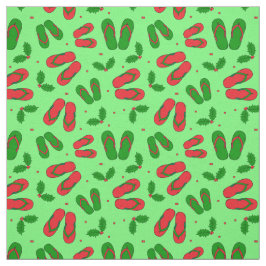 トロピカルクリスマスビーチビーチサンダルとホリー ファブリック