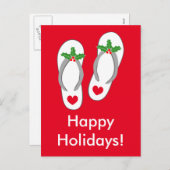 トロピカルクリスマスビーチビーチサンダルポストカード シーズンポストカード (正面/裏面)
