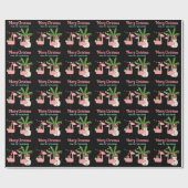 トロピカルクリスマスピンクフラミンゴスオンブラック ラッピングペーパー (フラット)