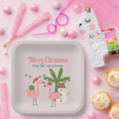 トロピカルクリスマスピンクフラミンゴスオン赤面 ペーパープレート (パーティー)