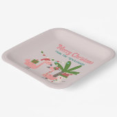 トロピカルクリスマスピンクフラミンゴスオン赤面 ペーパープレート (傾斜あり)