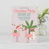 トロピカルクリスマスピンクフラミンゴスオン赤面 招待状 (スタンド正面)