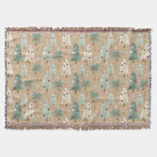 トロピカルクリスマスフュージョンフェスティバルパーム&パインツリー スローブランケット (正面)