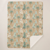 トロピカルクリスマスフュージョン フェスティブパーム&ピンツリー シェルパブランケット (正面)