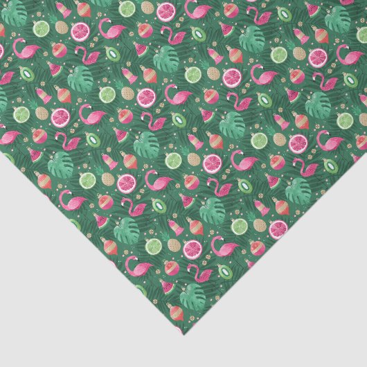 トロピカルクリスマスフラミンゴのデコレーションが切り離される 薄葉紙 (詳細)