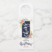 トロピカルクリスマスフラワーズタイポグラフィ&フレーム ボトルネックタグ (裏面)