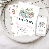 トロピカルクリスマスプールパーティー誕生日 招待状