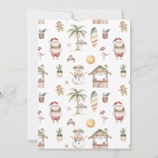 トロピカルクリスマスプールパーティー誕生日 招待状 (裏面)