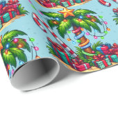 トロピカルクリスマスホリデーパームツリーパターン ラッピングペーパー (ロールコーナー)