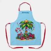 トロピカルクリスマスホリデーパームツリー エプロン (正面)