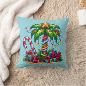 トロピカルクリスマスホリデーパームツリー クッション (ブランケット)