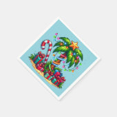 トロピカルクリスマスホリデーパームツリー スタンダードカクテルナプキン (角)