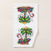 トロピカルクリスマスホリデーパームツリー バスタオルセット (ハンドタオル)