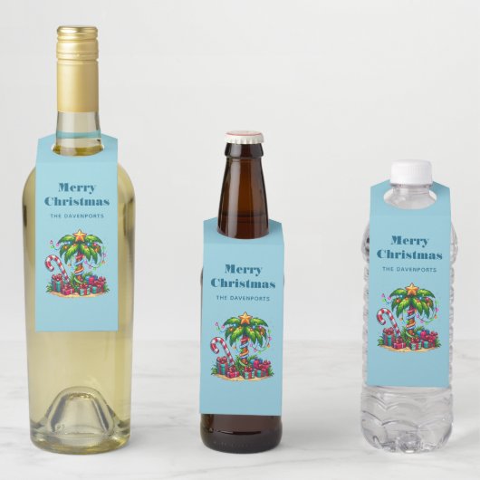 トロピカルクリスマスホリデーパームツリー ボトルネックタグ (インサイチュ)