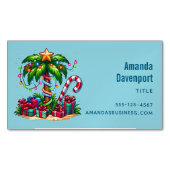 トロピカルクリスマスホリデーパームツリー マグネット名刺 (正面)