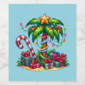 トロピカルクリスマスホリデーパームツリー ワインラベル (シングルラベル)