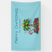トロピカルクリスマスホリデーパームツリー 横断幕 (縦)