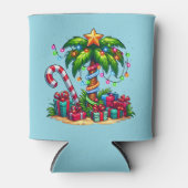 トロピカルクリスマスホリデーパームツリー 缶クーラー (正面)