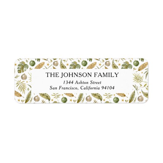 トロピカルクリスマスホリデー差出人住所 ラベル (正面)