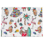 トロピカルクリスマスホリデー抱き枕 ラージペーパーバッグ (正面)