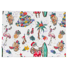 トロピカルクリスマスホリデー抱き枕 ラージペーパーバッグ