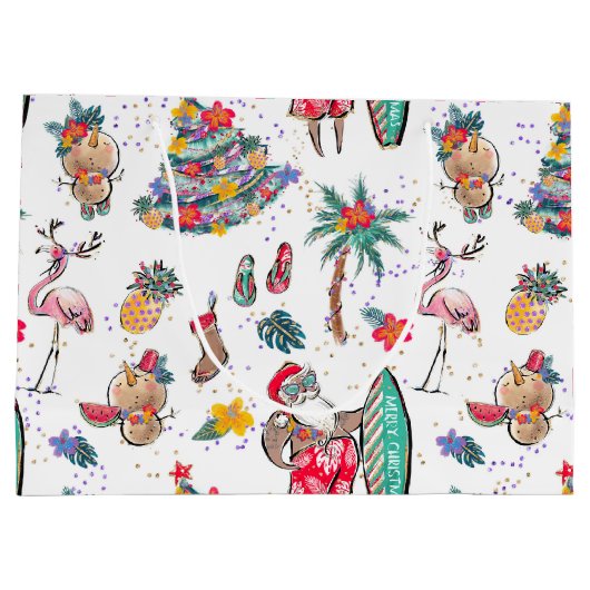 トロピカルクリスマスホリデー抱き枕 ラージペーパーバッグ (裏面)