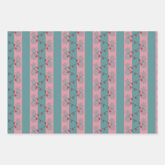 トロピカルクリスマスモダン – ピ名門私立校風のークパイナップル ラッピングペーパーシート (正面3)