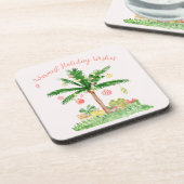 トロピカルクリスマスライトコーラル&グリーンお洒落 コースター (左側)