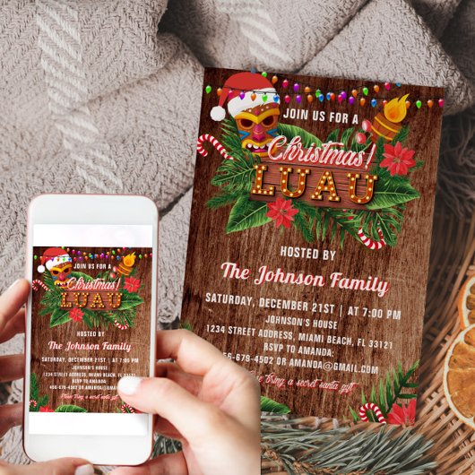トロピカルクリスマスルアウ（ハワイ式宴会）パーティの招待状 招待状