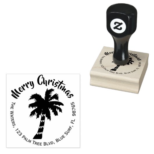 トロピカルクリスマス差出人住所スタンプカスタマイズル ラバースタンプ (押印)