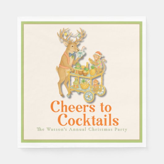トロピカルクリスマス応援からカクテル スタンダードランチョンナプキン (正面)