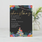 トロピカルクリスマス金ゴールドグリッター招待状カード 招待状 (スタンド正面)