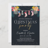 トロピカルクリスマス金ゴールドグリッター招待状カード 招待状 (正面)