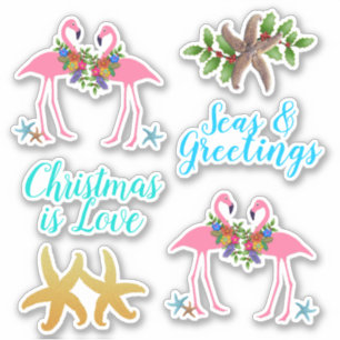 トロピカルクリスマス スターフィッシュ フラミンゴ シール