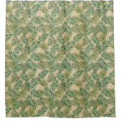 トロピカルクリームグリーン葉 シャワーカーテン (正面)