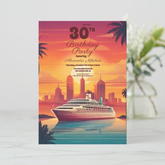 トロピカルクルーズ船の目的地バースデーパーティー 招待状 (スタンド正面)