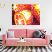 トロピカルクンカットオレンジ色のフルーツウォーターカラーアート キャンバスプリント (インサイチュ (リビング))