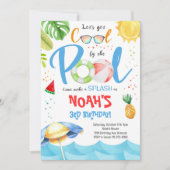 トロピカルクールプールパーティー誕生日招待状 招待状 (正面)