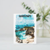 トロピカルグアドループカリブのアイランドウォータカラー ポストカード (スタンド正面)